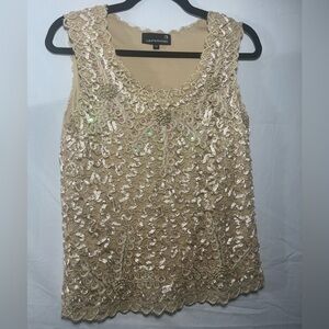 EUC Laura petites lace sequin sleevelss top
